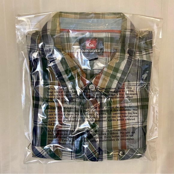 QUICKSILVER plaid multi-color long-sleeve collared 2-pocket shirt sz L - Picture 9 of 9